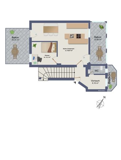 Grundriss: Option von +1 Zimmer