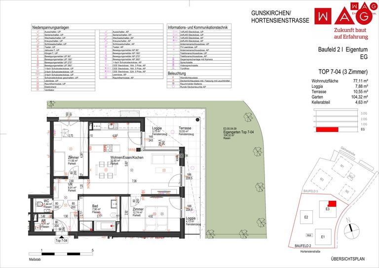 Wohnungsplan mit Maßen