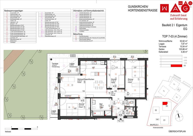 Wohnungsplan mit Maßen