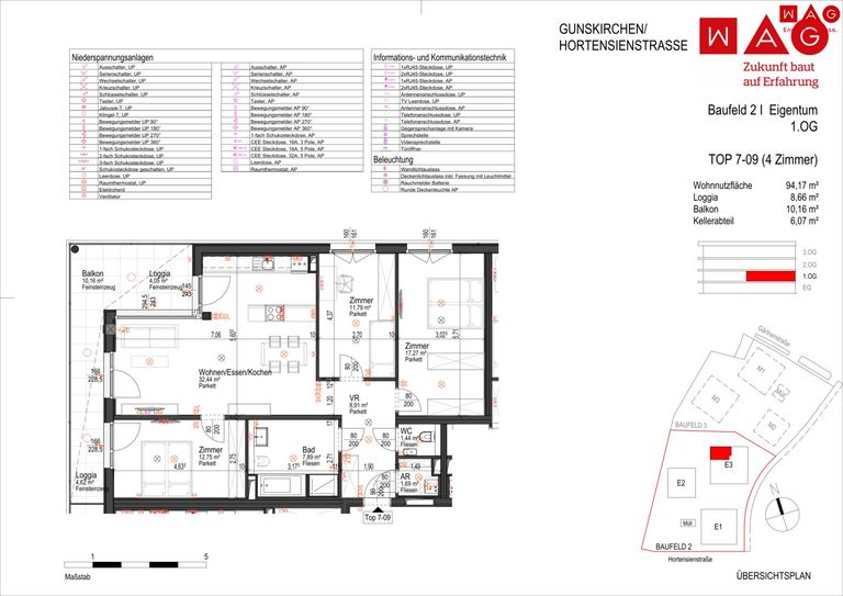 Wohnungsplan mit Maßen