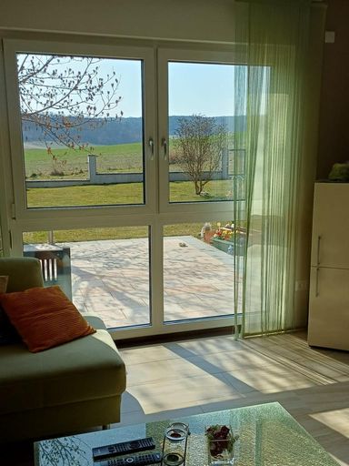 Blick vom Wohnzimmer in den Garten