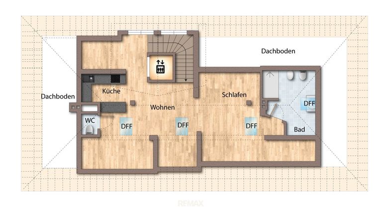 Grundriss als schematische Darstellung unmöbliert