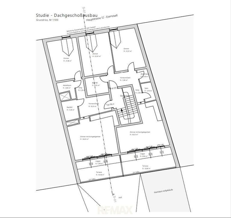 Studie DG Ausbau möglicher Wohnungsplan zwei Tops