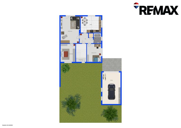 Grundriss EG mit garten und Garage