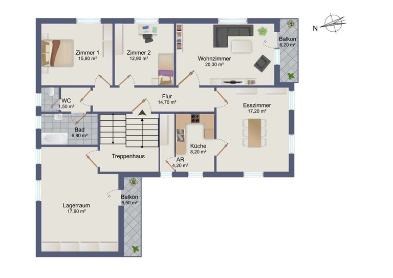 Grundriss OG: ca. 104 m² Wohnfläche