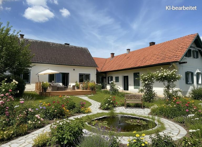 KI-bearbeitete Gartengestaltung