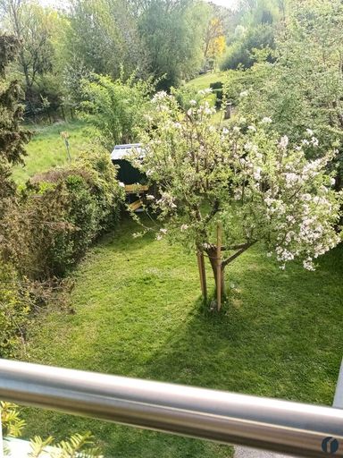 Blick vom Balkon in den Garten