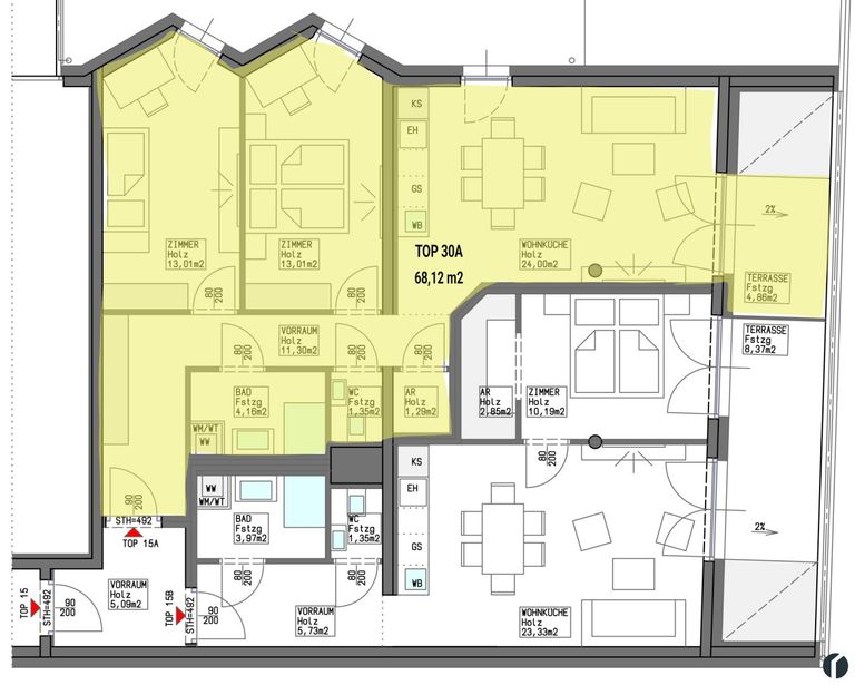 Wohnungsplan Top 30 A