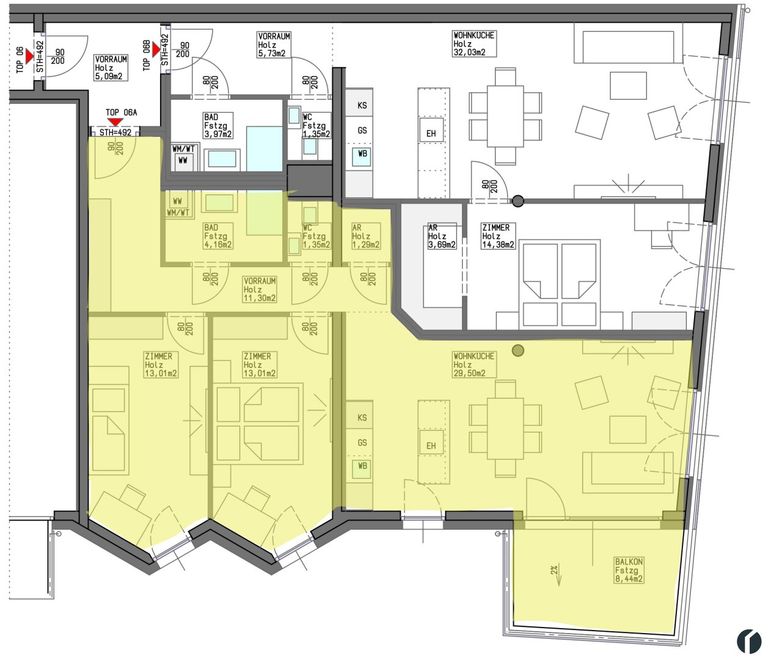 Wohnungsplan Top 13 A2