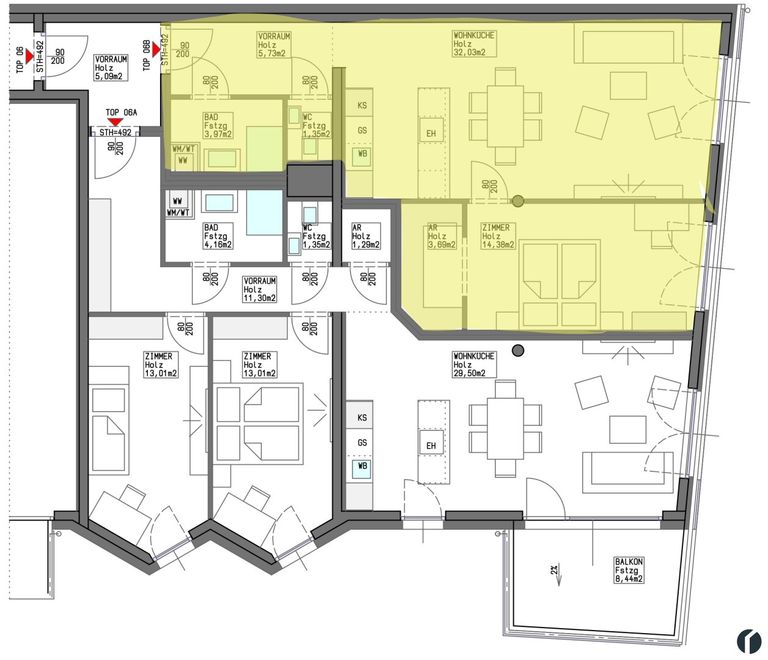 Wohnungsplan Top 13 B2