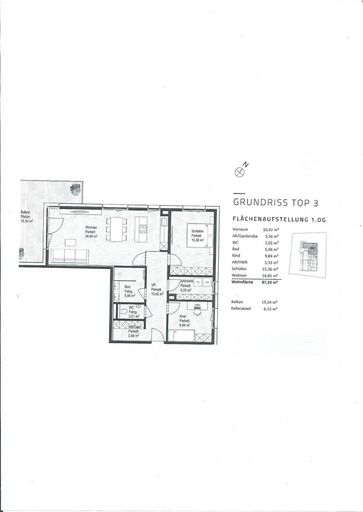 Plan - Wohnen am Fuße des Gaisberges - 3 Zimmer Wohnung mit großem Balkon Kauf Parsch Salzburg
