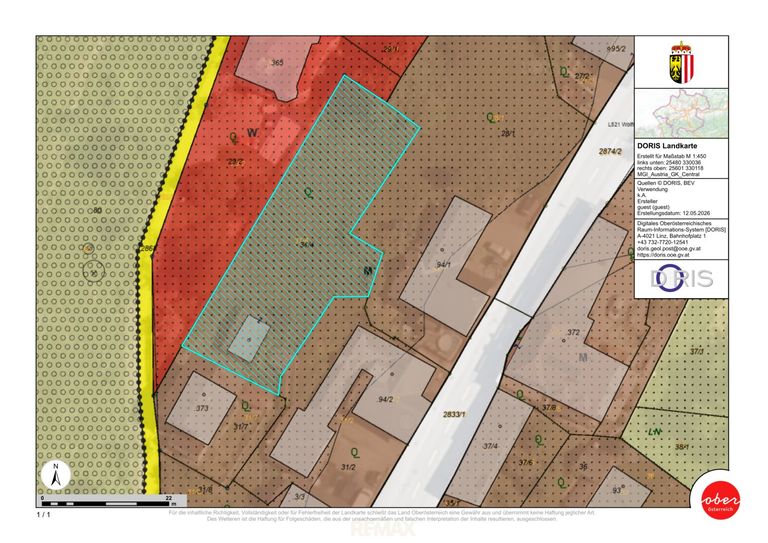 Flächenwidmungsplan Grundstücksteil ca. 953 m²