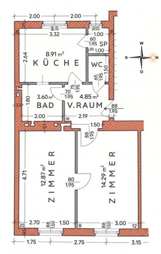 Grundriss mit Bemassung