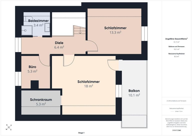 Grundrissskizze Dachgeschoss