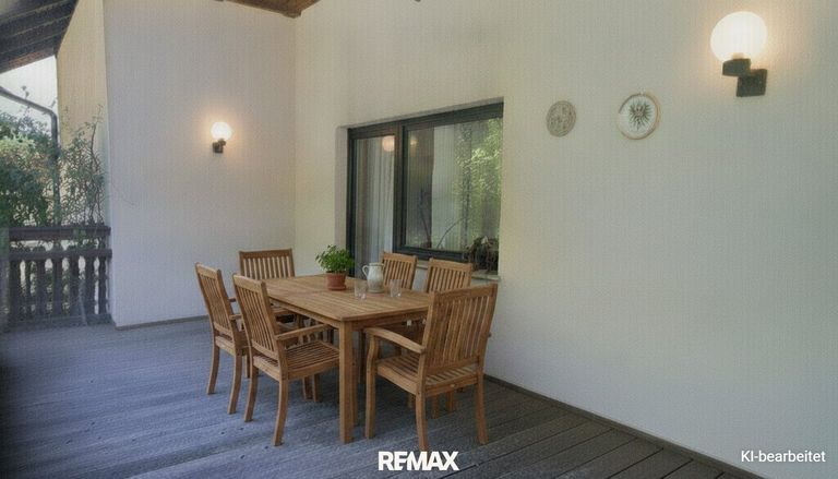 Terrasse mit KI generierte Möbel