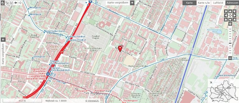 Lageplan mit Öffis