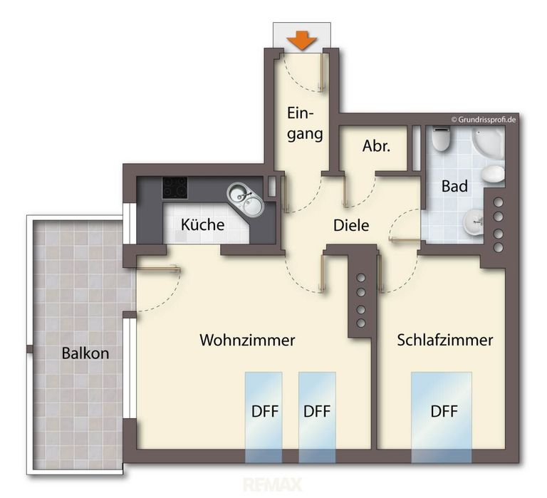 Grundriss als schematische Darstellung unmöbliert
