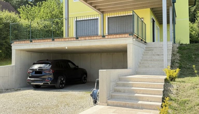 Doppelcarport Massivbau mit Vorrichtung Wallbox