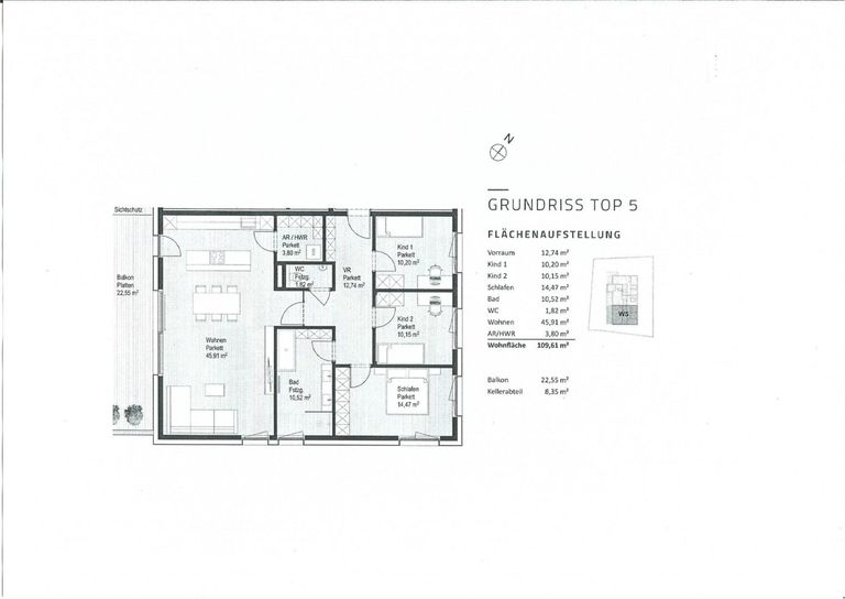 Plan - Geräumige 4 Zimmer Wohnung mit großem Balkon Kauf Parsch Salzburg