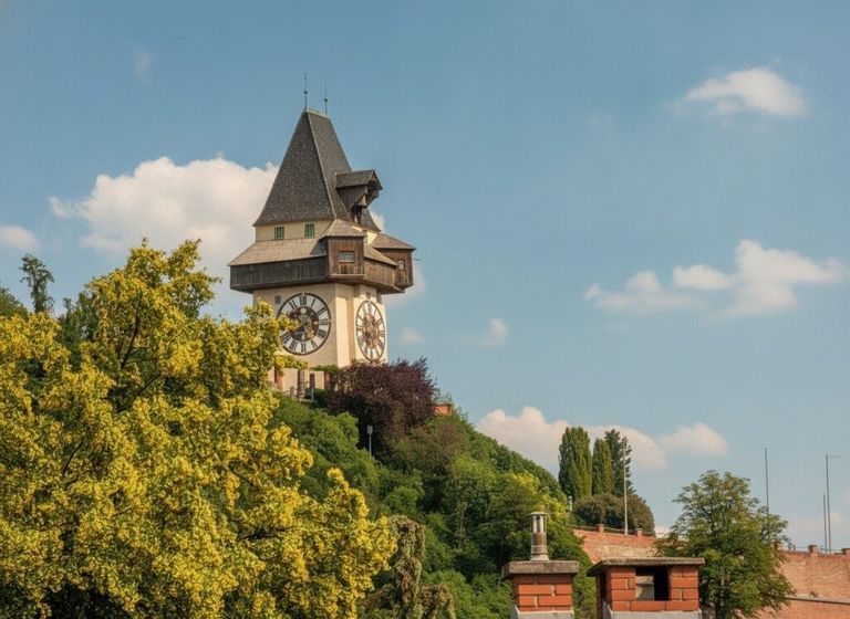 Aussicht zum Grazer Uhrturm