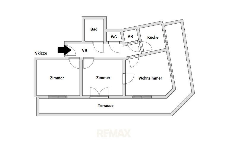Skizze Grundriss Wohnung 1170 Wien