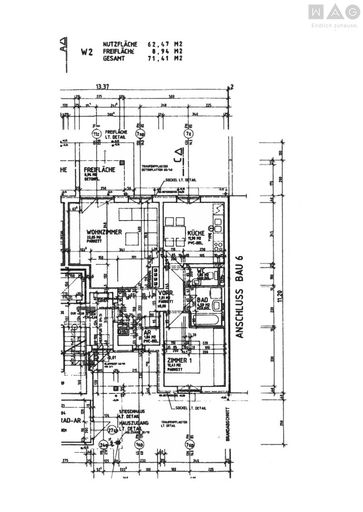 Wohnungsplan mit Maßen