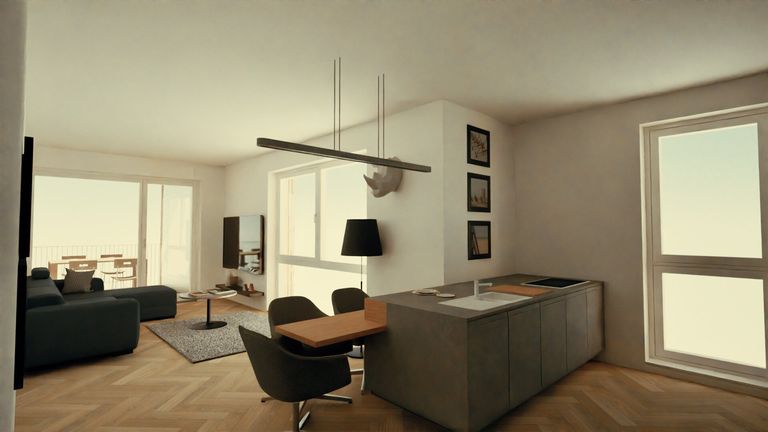 Küche - Wohnzimmer