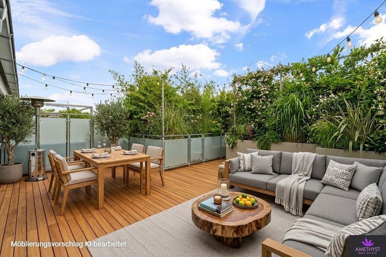 Terrasse Möblierungs- und Befpflanzungsvorschlag (Visualisierung)
