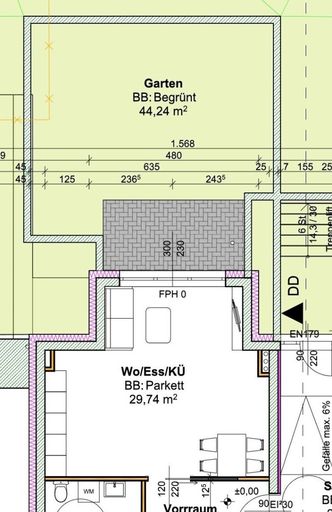 Wohnzimmer und Garten - erweiterbar