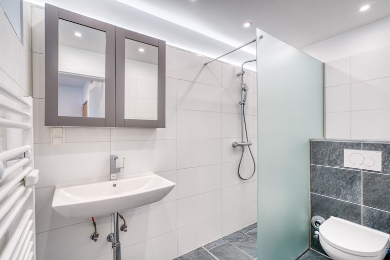 Badezimmer, mit Duschnische und WC-Anlage