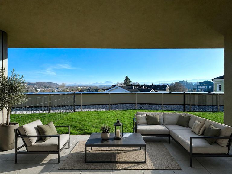 Visualisierung Dachgarten mit Terrasse