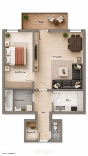 Grundriss möbliert als schematische Darstellung