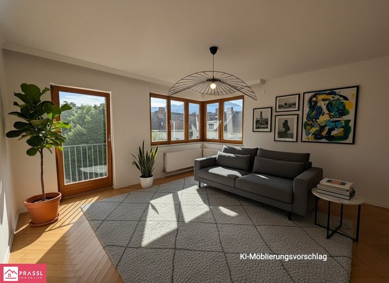 Wohnzimmer mit Möblierungsvorschlag