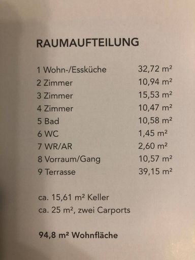 Raumaufteilung