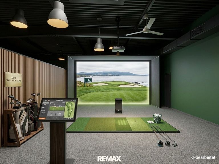 Golfsimulator in Raum 3 - KI generiert