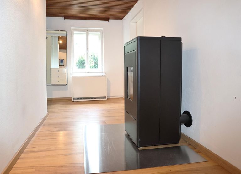 neuer Pelletofen im Vorraum OG