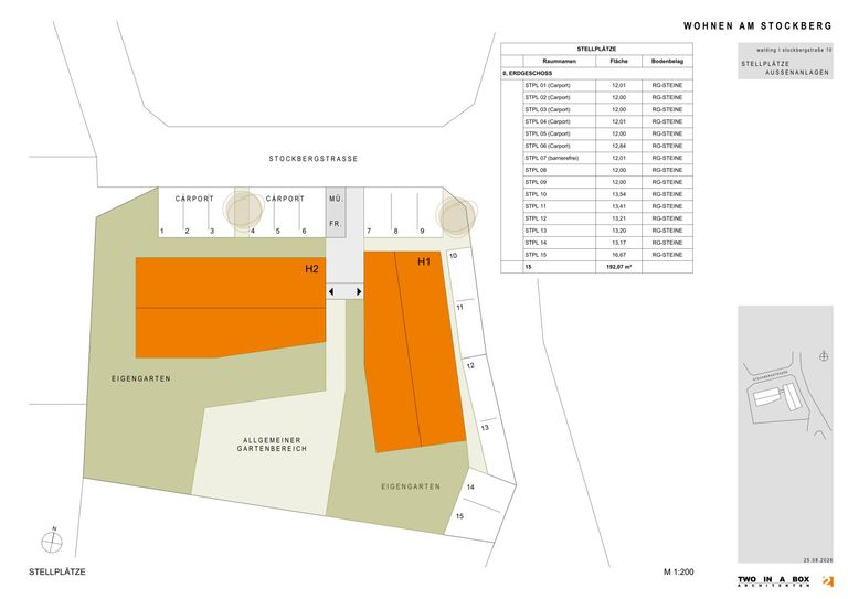 Lage- u. Außenanlagenplan, Stellplatzübersicht