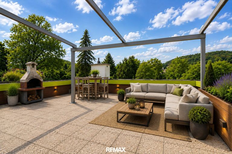 Terrasse virtuell eingerichtet