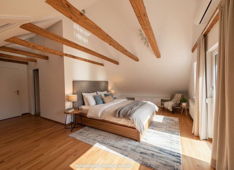 Schlafzimmer mit Wohnbeispiel (mit KI erstellt)