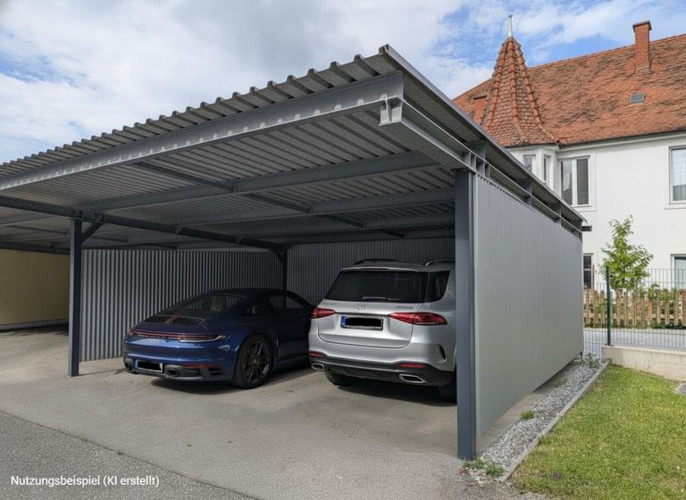 1 Stellplatz im Carport inkl. (Autos per KI erstellt)