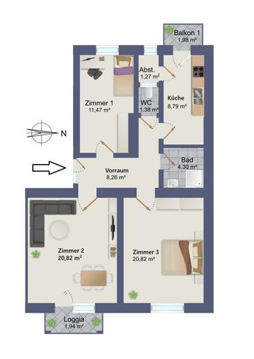 Grundrissplan Top 08