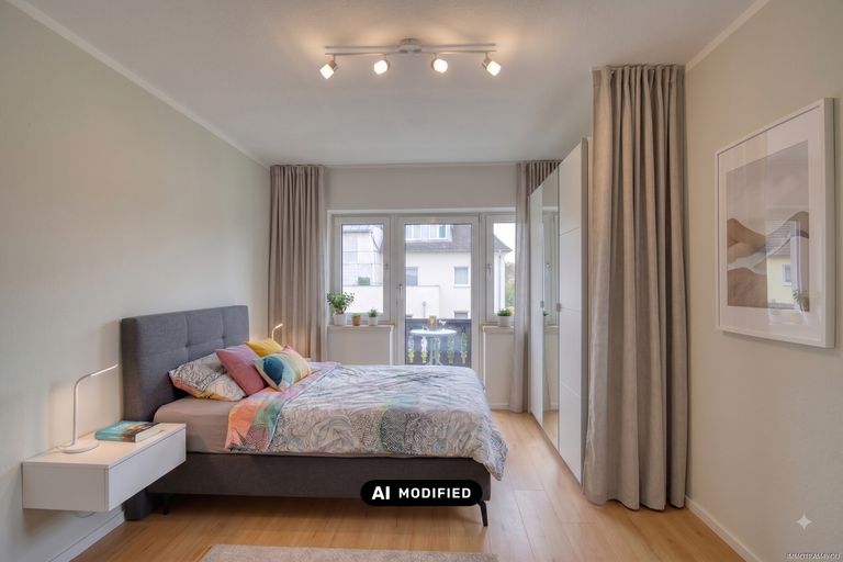 Gestaltungsvorschlag Schlafzimmer mit KI bearbeitet