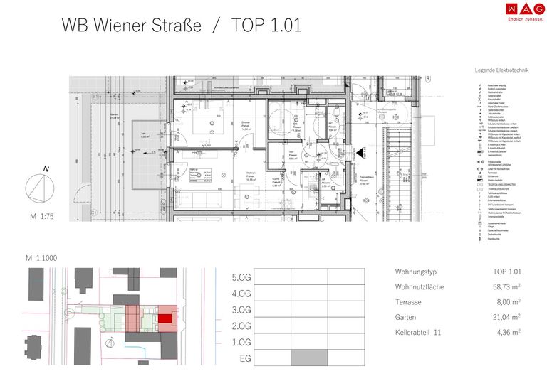 Wohnungsplan mit Maßen