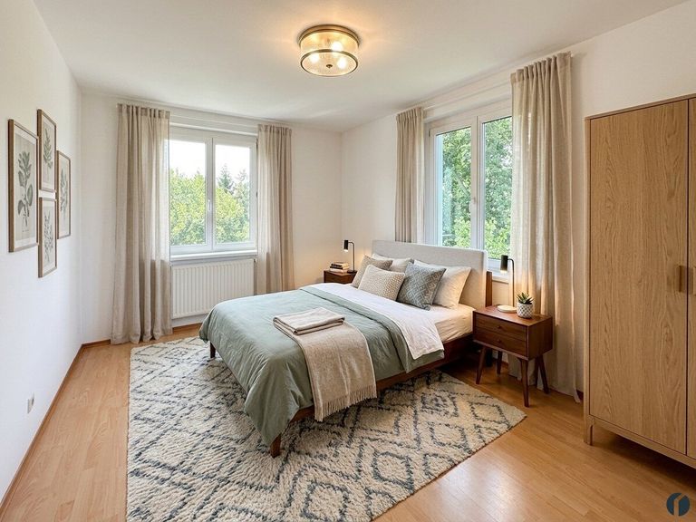 Einrichtungsbeispiel Schlafzimmer (KI-generiert)