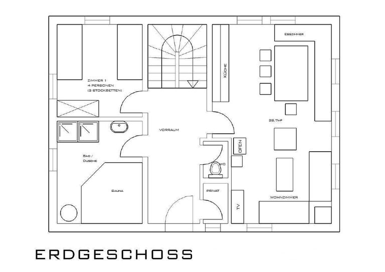 Plan Erdgeschoss - Gemütliches Chalet im Ski- und Wanderparadies FEUERKOGEL mit traumhaften Ausblick Kauf Ebensee Oberösterreich
