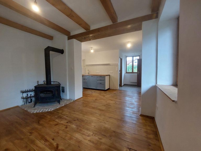 Wohnzimmer mit gemütlichem Holzofen