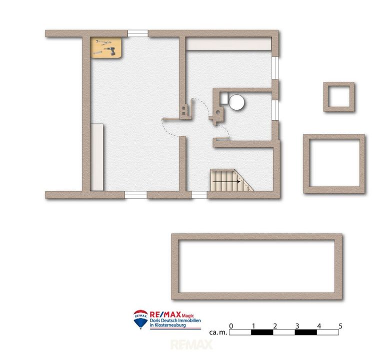 Grundriss Kellergeschoss möbliert