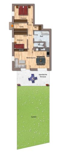 Grundriss möbliert als schematische Darstellung