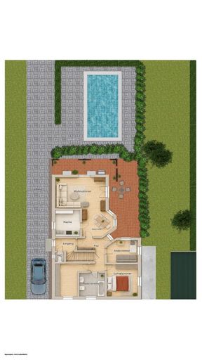 EG Grundriss und Garten als schematische Darstellu