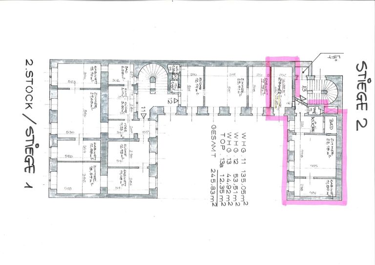 Plan Laudongasse OG 2 aktualisiert